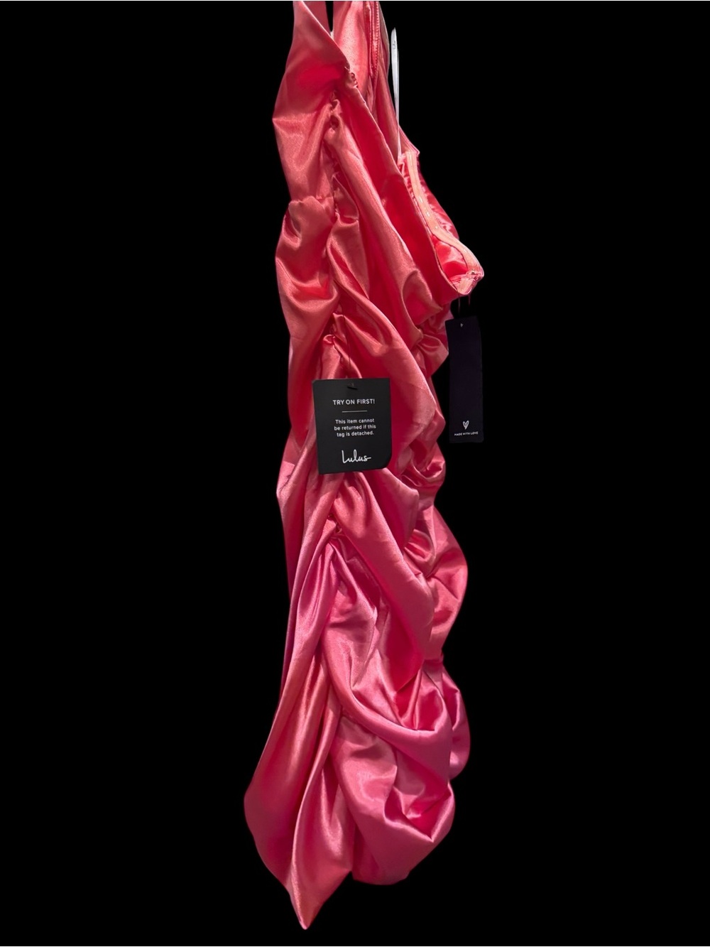 61.Lulus Satin Ruched Halter Mini Dress NWT - Picture 4 of 6
